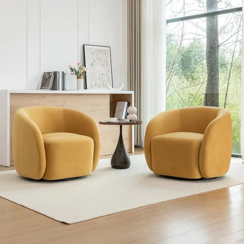 Conjunto de 2 sillones decorativos modernos y glamorosos SEYNAR, tapizados de terciopelo y giratorios 360°