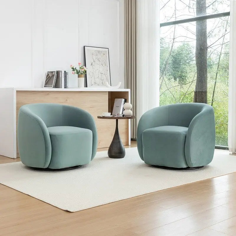 Conjunto de 2 sillones decorativos modernos y glamorosos SEYNAR, tapizados de terciopelo y giratorios 360°