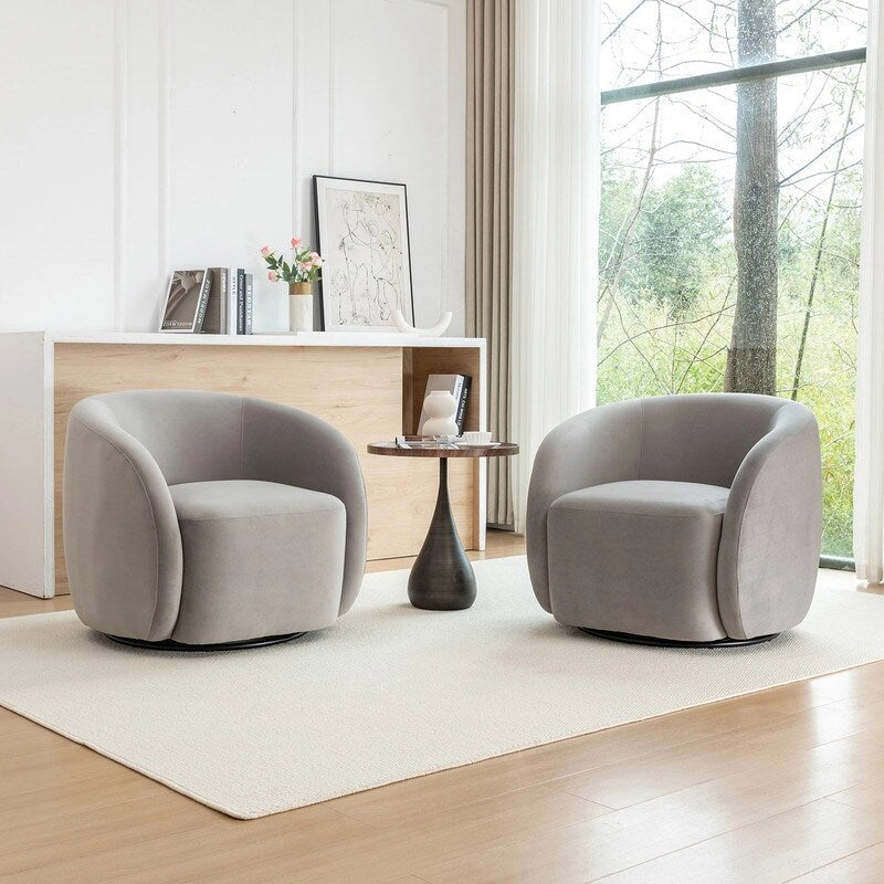 Conjunto de 2 sillones decorativos modernos y glamorosos SEYNAR, tapizados de terciopelo y giratorios 360°