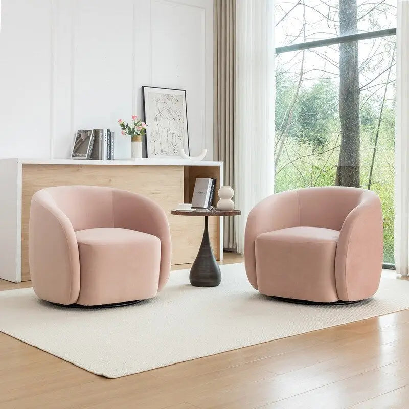 Conjunto de 2 sillones decorativos modernos y glamorosos SEYNAR, tapizados de terciopelo y giratorios 360°