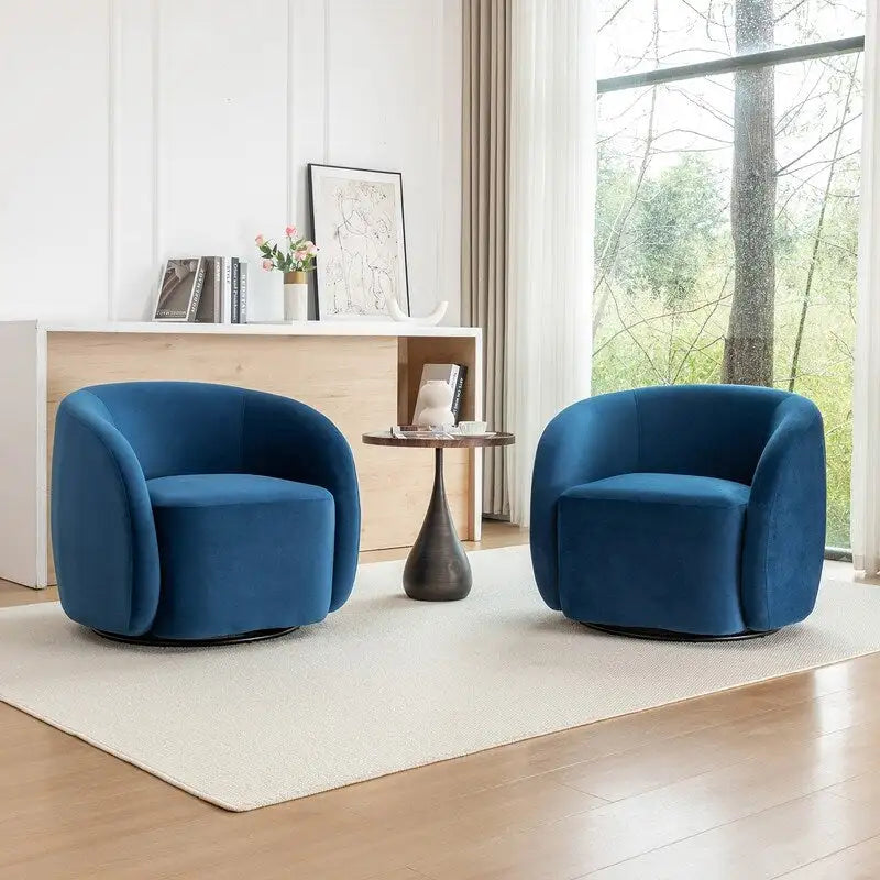 Conjunto de 2 sillones decorativos modernos y glamorosos SEYNAR, tapizados de terciopelo y giratorios 360°