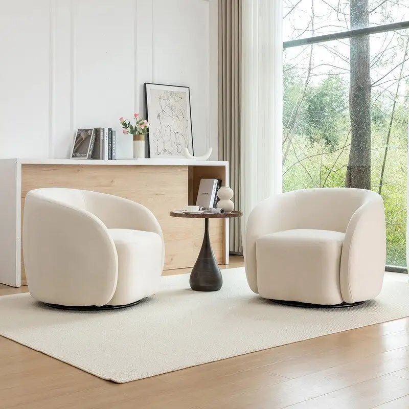 SEYNAR modernes, glamouröses 360°-Dreh-Akzentsessel-Set aus gepolstertem Samt, 2-teilig