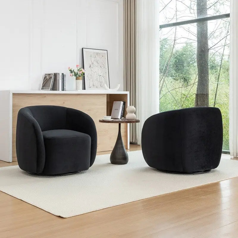SEYNAR modernes, glamouröses 360°-Dreh-Akzentsessel-Set aus gepolstertem Samt, 2-teilig