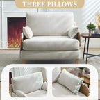 Chenille Upholstered Convertible Sleeper Recliner Foldable Chair Bed with 3 Pillows