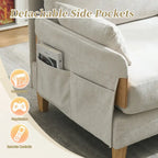 Chenille Upholstered Convertible Sleeper Recliner Foldable Chair Bed with 3 Pillows