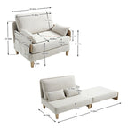Chenille Upholstered Convertible Sleeper Recliner Foldable Chair Bed with 3 Pillows