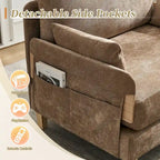 Chenille Upholstered Convertible Sleeper Recliner Foldable Chair Bed with 3 Pillows