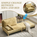 Chenille Upholstered Convertible Sleeper Recliner Foldable Chair Bed with 3 Pillows