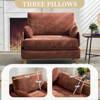Chenille Upholstered Convertible Sleeper Recliner Foldable Chair Bed with 3 Pillows