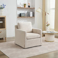 Swivel Accent Chair, Upholstered Skirted Swivel Chair with Removable Back Cushion, 360 Degree Comfy Armchair