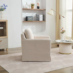 Swivel Accent Chair, Upholstered Skirted Swivel Chair with Removable Back Cushion, 360 Degree Comfy Armchair
