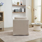 Swivel Accent Chair, Upholstered Skirted Swivel Chair with Removable Back Cushion, 360 Degree Comfy Armchair