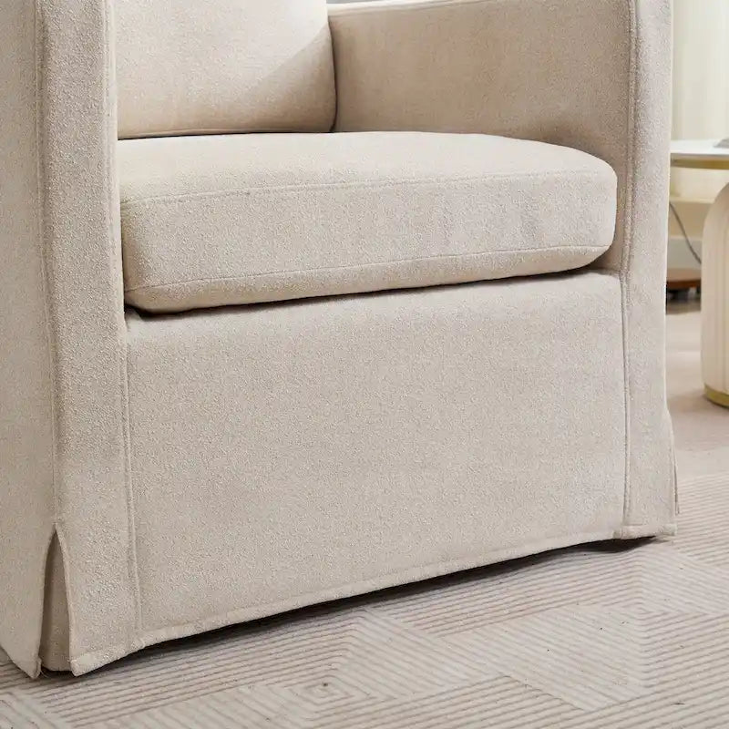 Swivel Accent Chair, Upholstered Skirted Swivel Chair with Removable Back Cushion, 360 Degree Comfy Armchair