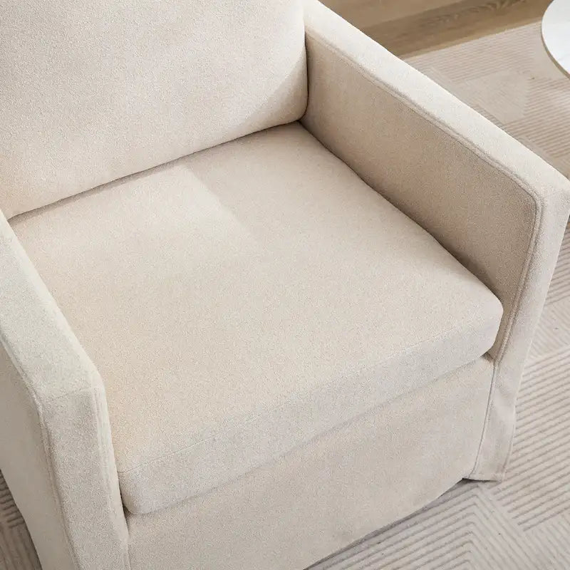 Swivel Accent Chair, Upholstered Skirted Swivel Chair with Removable Back Cushion, 360 Degree Comfy Armchair