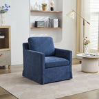 Swivel Accent Chair, Upholstered Skirted Swivel Chair with Removable Back Cushion, 360 Degree Comfy Armchair