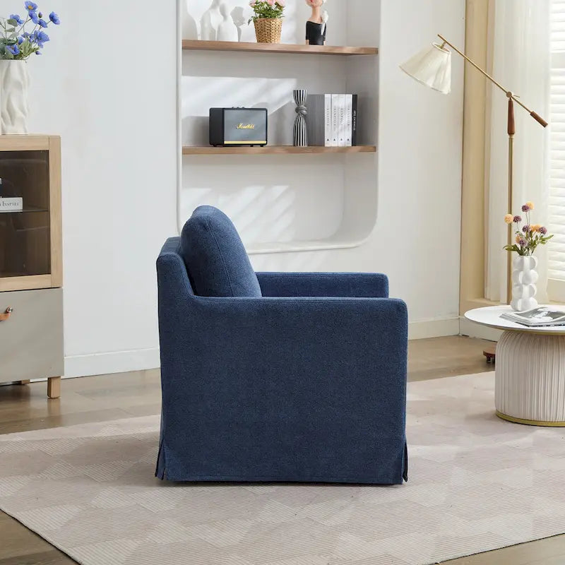 Swivel Accent Chair, Upholstered Skirted Swivel Chair with Removable Back Cushion, 360 Degree Comfy Armchair