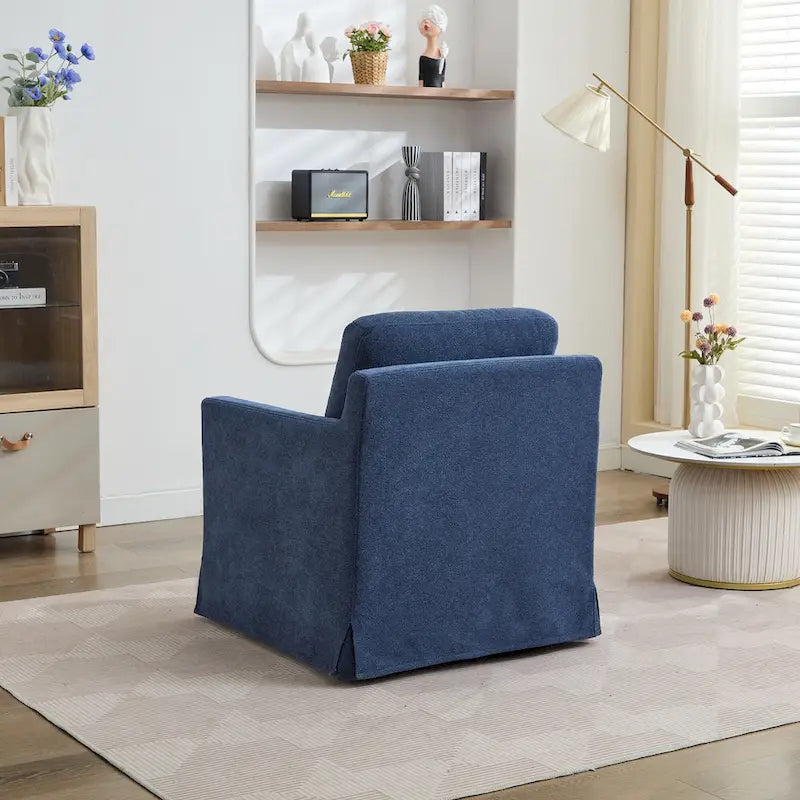 Swivel Accent Chair, Upholstered Skirted Swivel Chair with Removable Back Cushion, 360 Degree Comfy Armchair