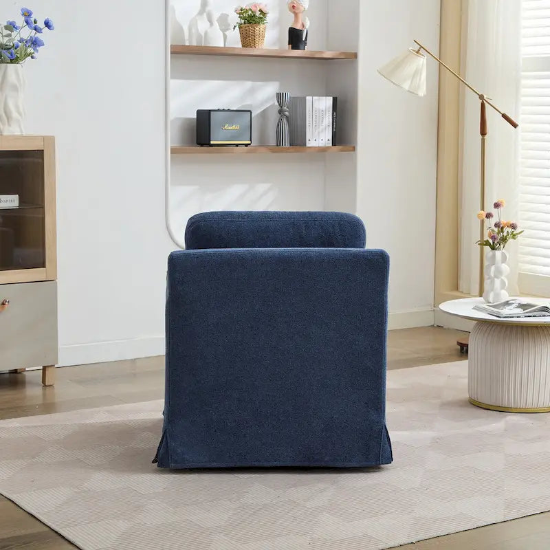 Swivel Accent Chair, Upholstered Skirted Swivel Chair with Removable Back Cushion, 360 Degree Comfy Armchair