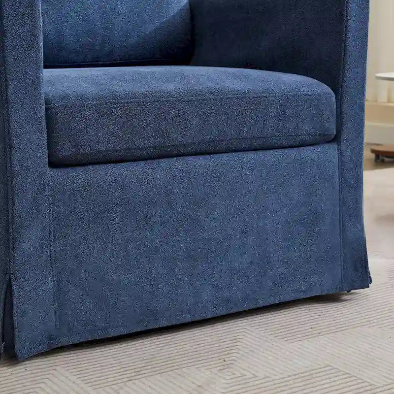 Swivel Accent Chair, Upholstered Skirted Swivel Chair with Removable Back Cushion, 360 Degree Comfy Armchair
