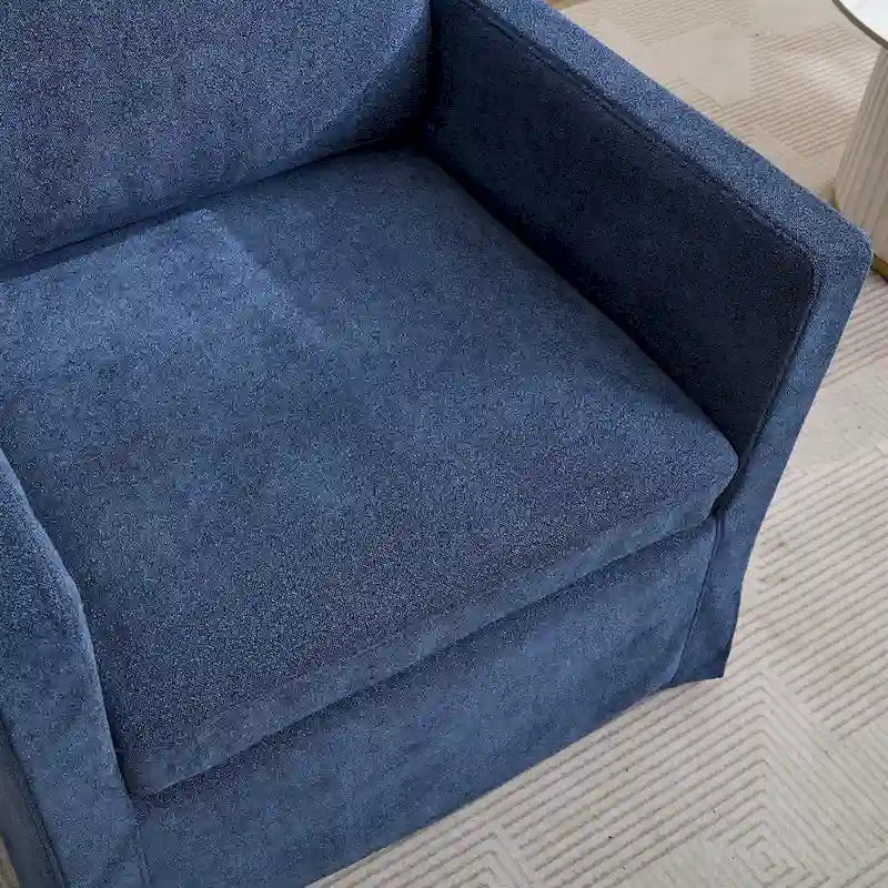 Swivel Accent Chair, Upholstered Skirted Swivel Chair with Removable Back Cushion, 360 Degree Comfy Armchair