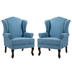 2 Set Traditional Wingback Accent Chairs Upholstered Armchair