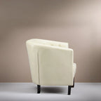 Akzentstuhl, Fassstuhl aus Kunstleder mit Knopfheftung, moderner Akzentstuhl im Mid-Century-Stil, bequemer Sessel, Fassstühle mit Wannenform