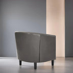 Akzentstuhl, Fassstuhl aus Kunstleder mit Knopfheftung, moderner Akzentstuhl im Mid-Century-Stil, bequemer Sessel, Fassstühle mit Wannenform