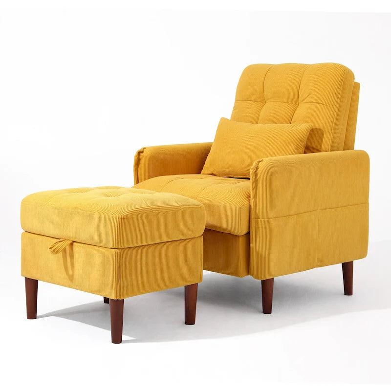 UIXE Modern Lounge Chair Accent Chair and Stroage Ottoman With Adjustable Backrest