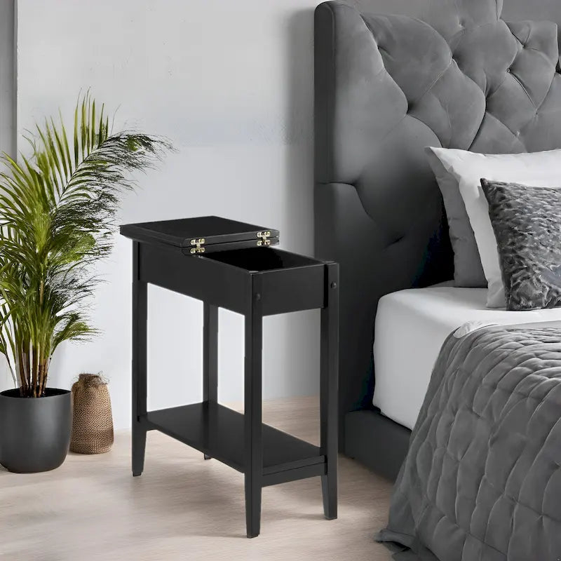 Stylish Slim End Table, Narrow Nightstand, and Skinny Bedside Table