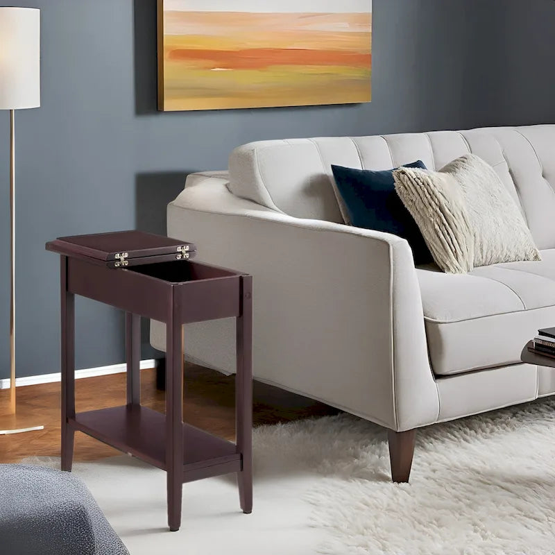 Stylish Slim End Table, Narrow Nightstand, and Skinny Bedside Table
