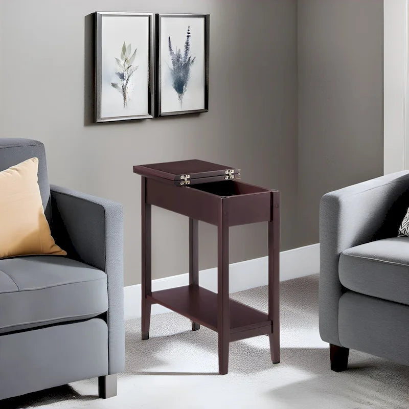 Stylish Slim End Table, Narrow Nightstand, and Skinny Bedside Table