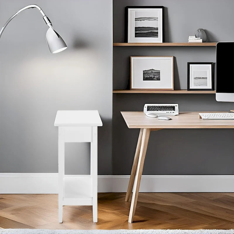 Stylish Slim End Table, Narrow Nightstand, and Skinny Bedside Table