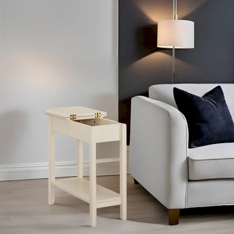 Stylish Slim End Table, Narrow Nightstand, and Skinny Bedside Table
