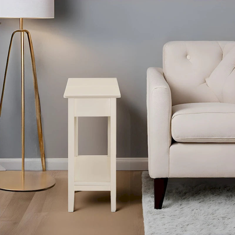 Stylish Slim End Table, Narrow Nightstand, and Skinny Bedside Table
