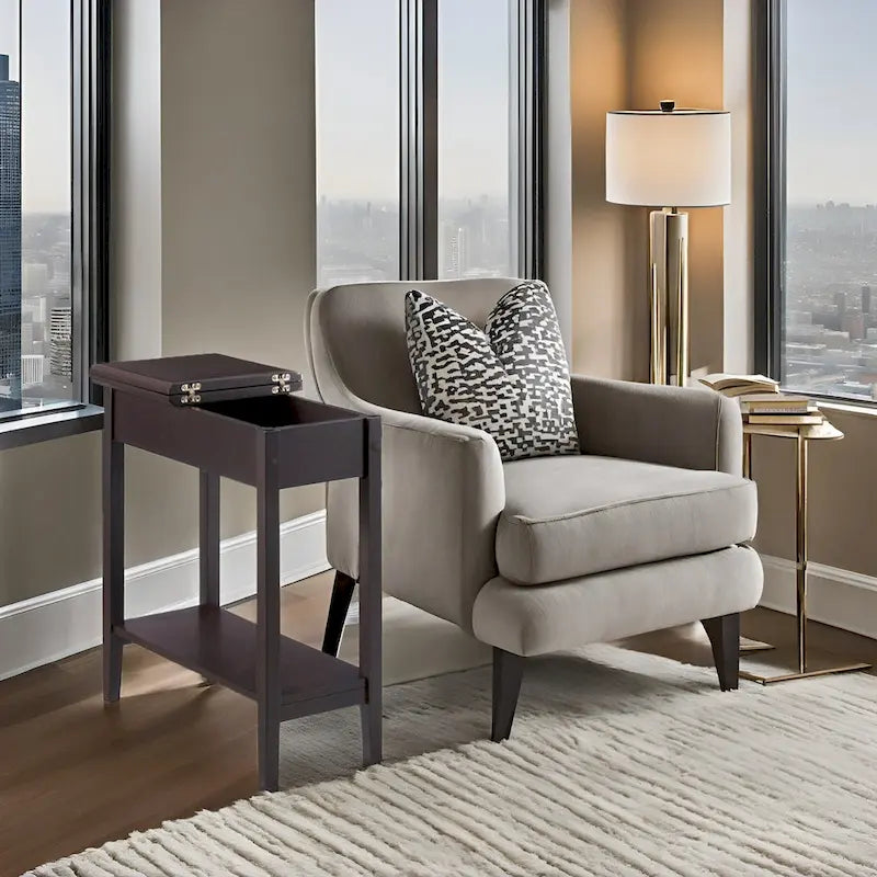 Stylish Slim End Table, Narrow Nightstand, and Skinny Bedside Table