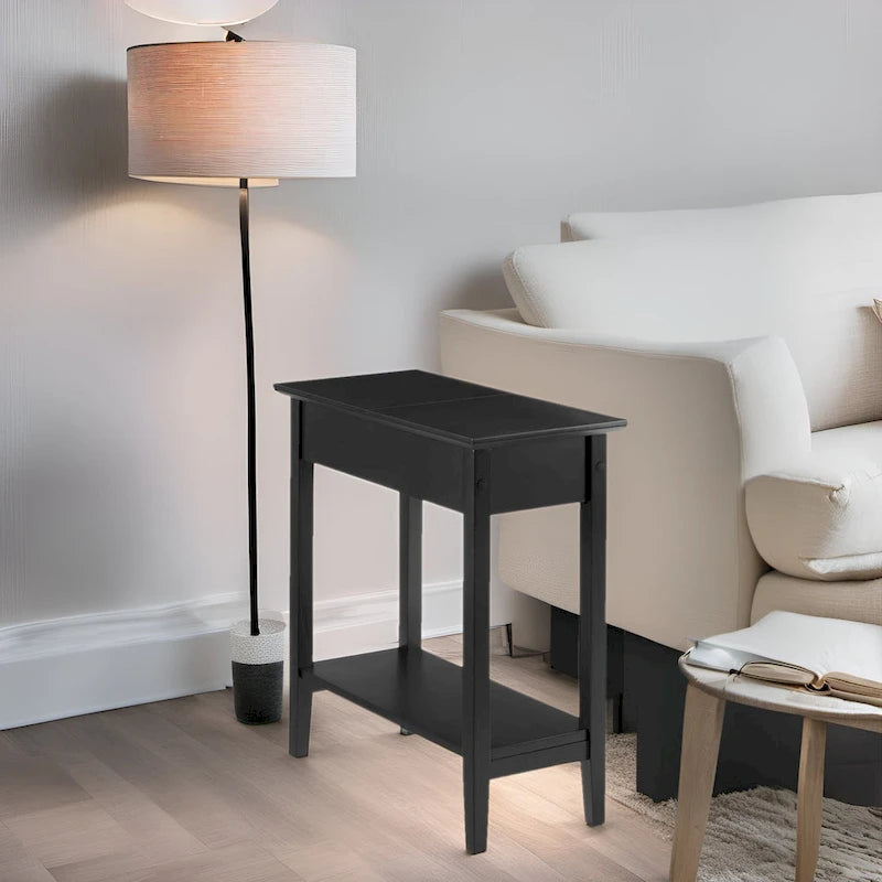 Stylish Slim End Table, Narrow Nightstand, and Skinny Bedside Table