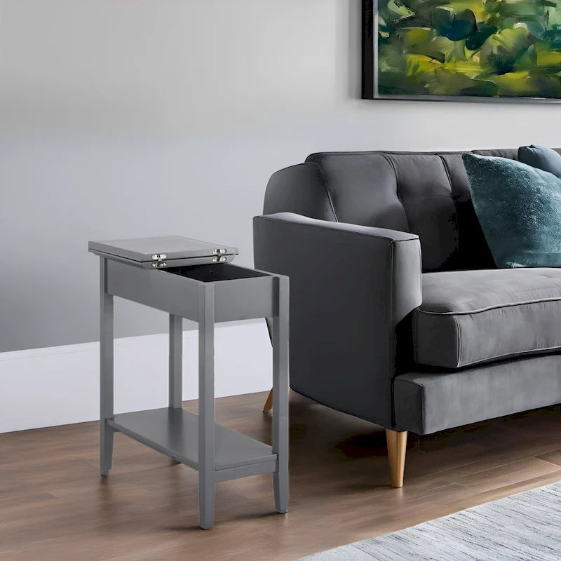 Stylish Slim End Table, Narrow Nightstand, and Skinny Bedside Table