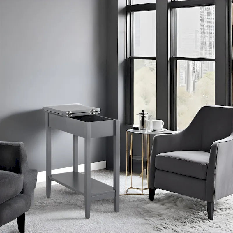 Stylish Slim End Table, Narrow Nightstand, and Skinny Bedside Table