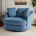 Oversized 43 W Plush Corduroy Recessed Arm Swivel Barrel Chair