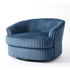 Oversized 43 W Plush Corduroy Recessed Arm Swivel Barrel Chair