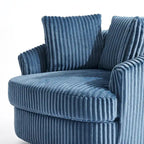 Oversized 43 W Plush Corduroy Recessed Arm Swivel Barrel Chair
