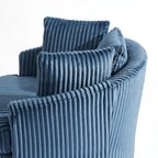 Oversized 43 W Plush Corduroy Recessed Arm Swivel Barrel Chair
