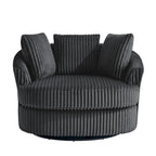 Oversized 43 W Plush Corduroy Recessed Arm Swivel Barrel Chair