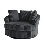 Oversized 43 W Plush Corduroy Recessed Arm Swivel Barrel Chair