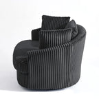 Oversized 43 W Plush Corduroy Recessed Arm Swivel Barrel Chair