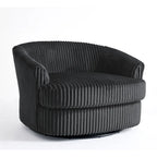 Oversized 43 W Plush Corduroy Recessed Arm Swivel Barrel Chair