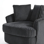 Oversized 43 W Plush Corduroy Recessed Arm Swivel Barrel Chair