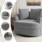 Oversized 43 W Plush Corduroy Recessed Arm Swivel Barrel Chair