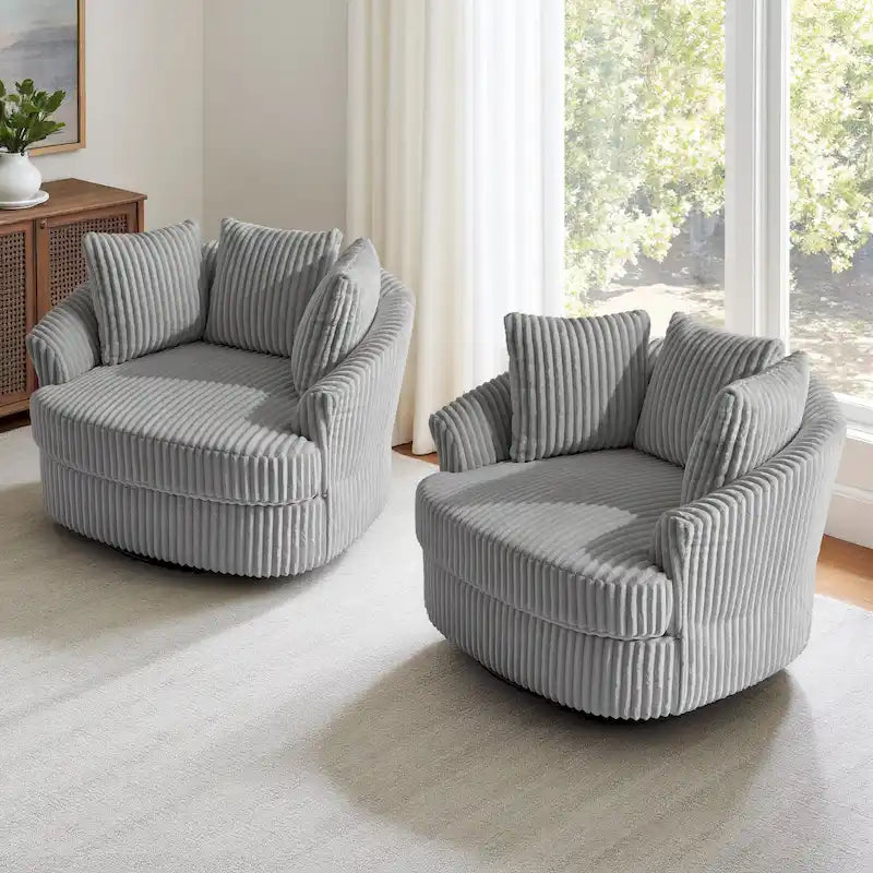 Set di 2 poltrone a botte girevoli DREAMSIDEA con braccioli incassati e rivestimento sfoderabile