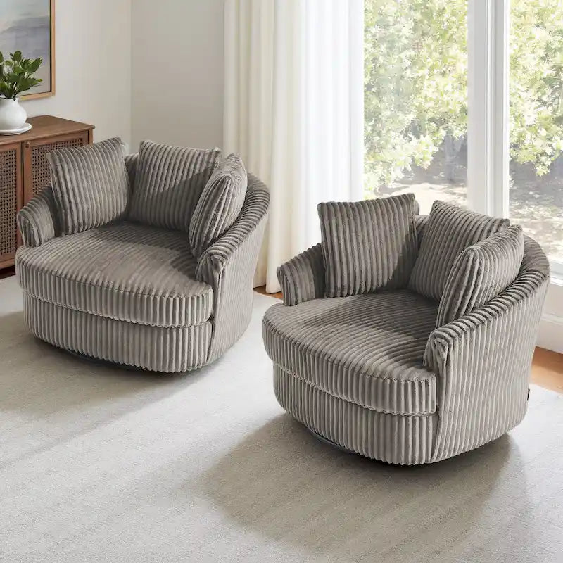 Conjunto de 2 sillones barril giratorios DREAMSIDEA con brazos empotrados y funda
